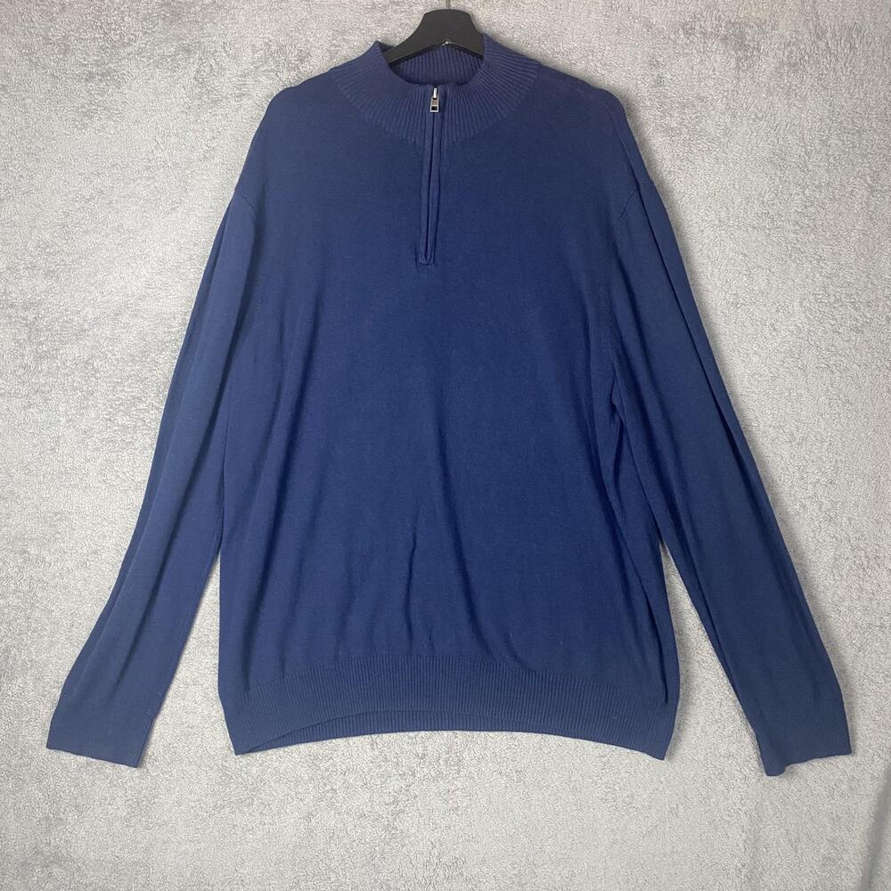 Hawker Rye Sweater Mens Extra Large Blue Cotton Cashmere Half Zip Pullover XL